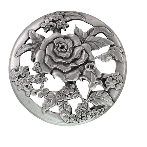 Vintage Seagull Pewter Roses Flowers Potpourri Holder LID ONLY 1988 Canada - Picture 1 of 6
